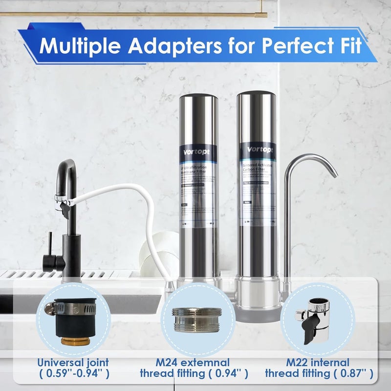 Vortopt Countertop Water Filter System,Direct Connect Water Filtration-0.01μm Filtration Reduces PFOA/PFOS,Chlorine,Heavy Metals,Bad Odors-C2 and UF Filter - Image 4